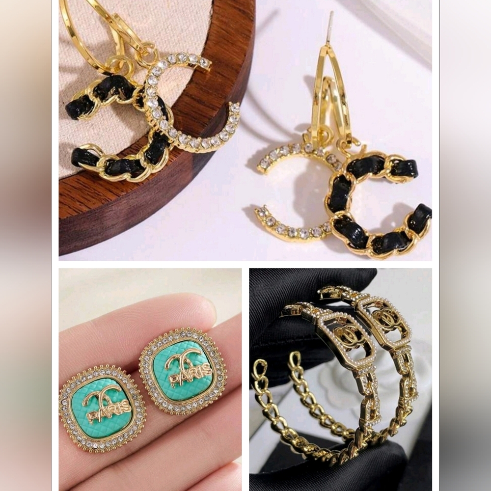 Set Of 3 Chic Earrings W/ 3 jewelry Pouches